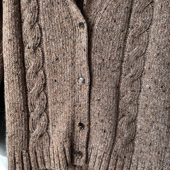 Jenni Kayne Taupe Cable Knit Shawl Collar Wool Cardigan Size S - Picture 7 of 11
